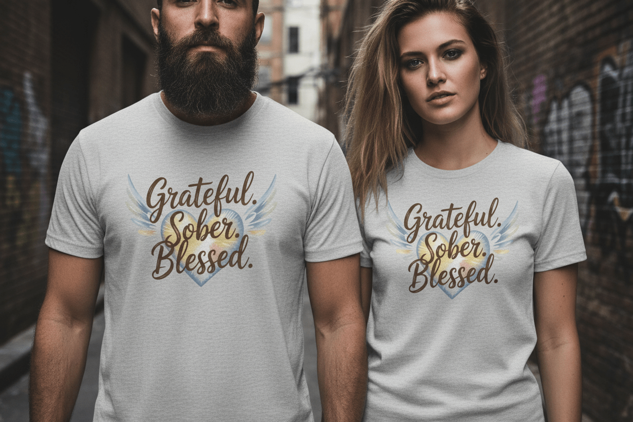 Grateful Sober Blessed Recovery Addiction T Shirt - NEXT CHAPTER APPAREL