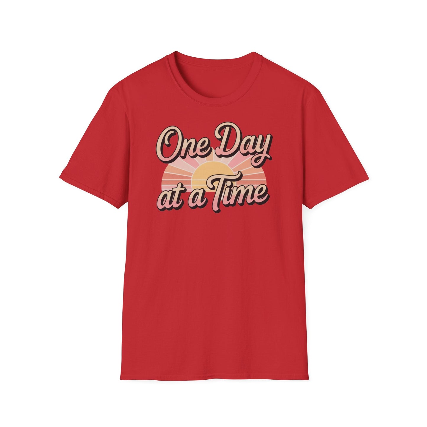 One day at a time Unisex Softstyle Recovery addiction T shirt - NEXT CHAPTER APPAREL