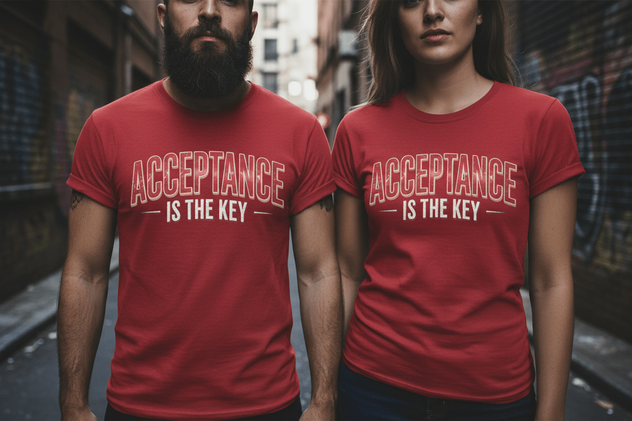 Acceptance is the Key Unisex Softstyle Recovery Addiction T-Shirt - NEXT CHAPTER APPAREL