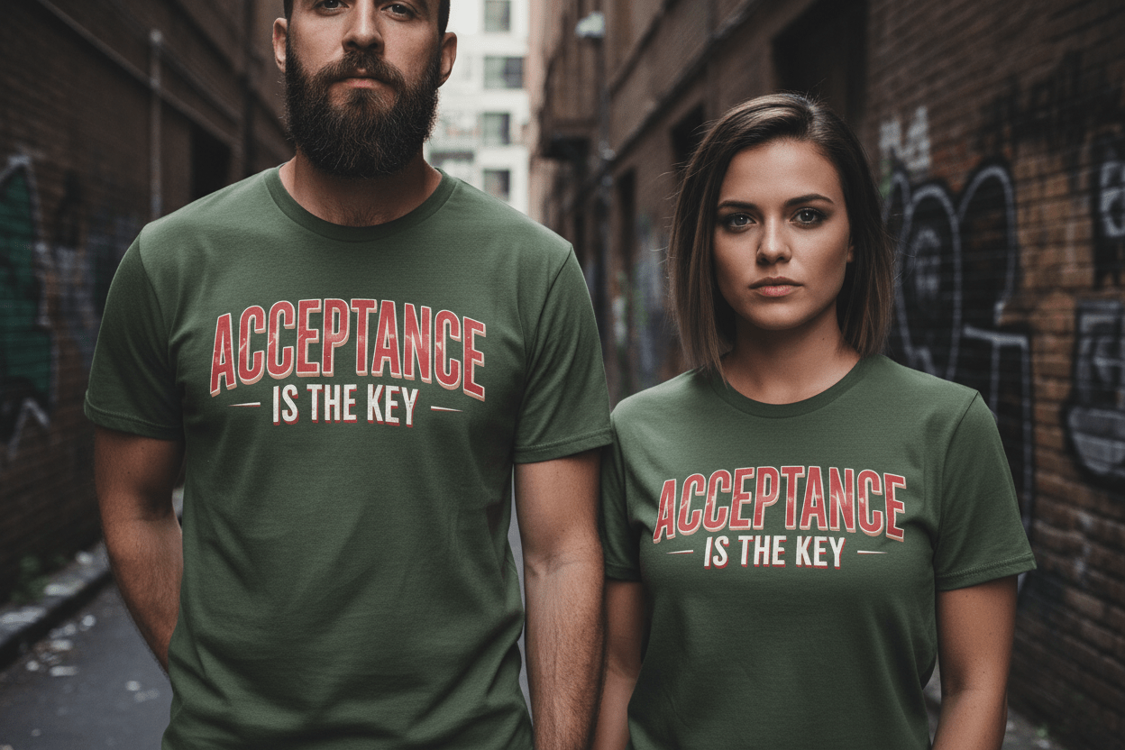 Acceptance is the Key Unisex Softstyle Recovery Addiction T-Shirt - NEXT CHAPTER APPAREL