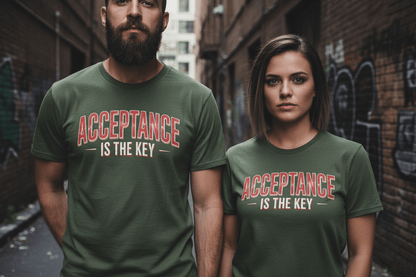 Acceptance is the Key Unisex Softstyle Recovery Addiction T-Shirt - NEXT CHAPTER APPAREL