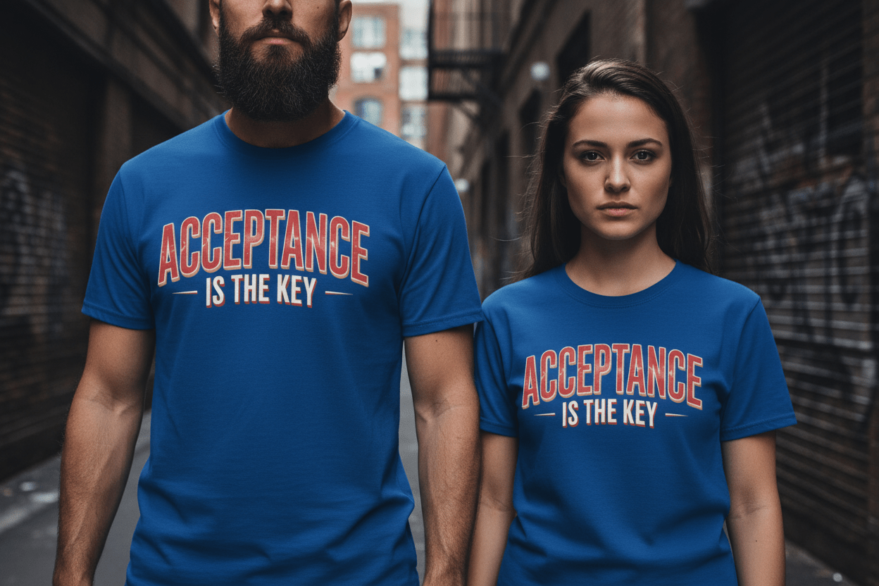 Acceptance is the Key Unisex Softstyle Recovery Addiction T-Shirt - NEXT CHAPTER APPAREL