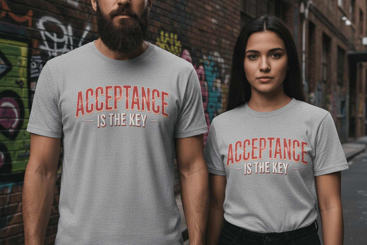 Acceptance is the Key Unisex Softstyle Recovery Addiction T-Shirt - NEXT CHAPTER APPAREL