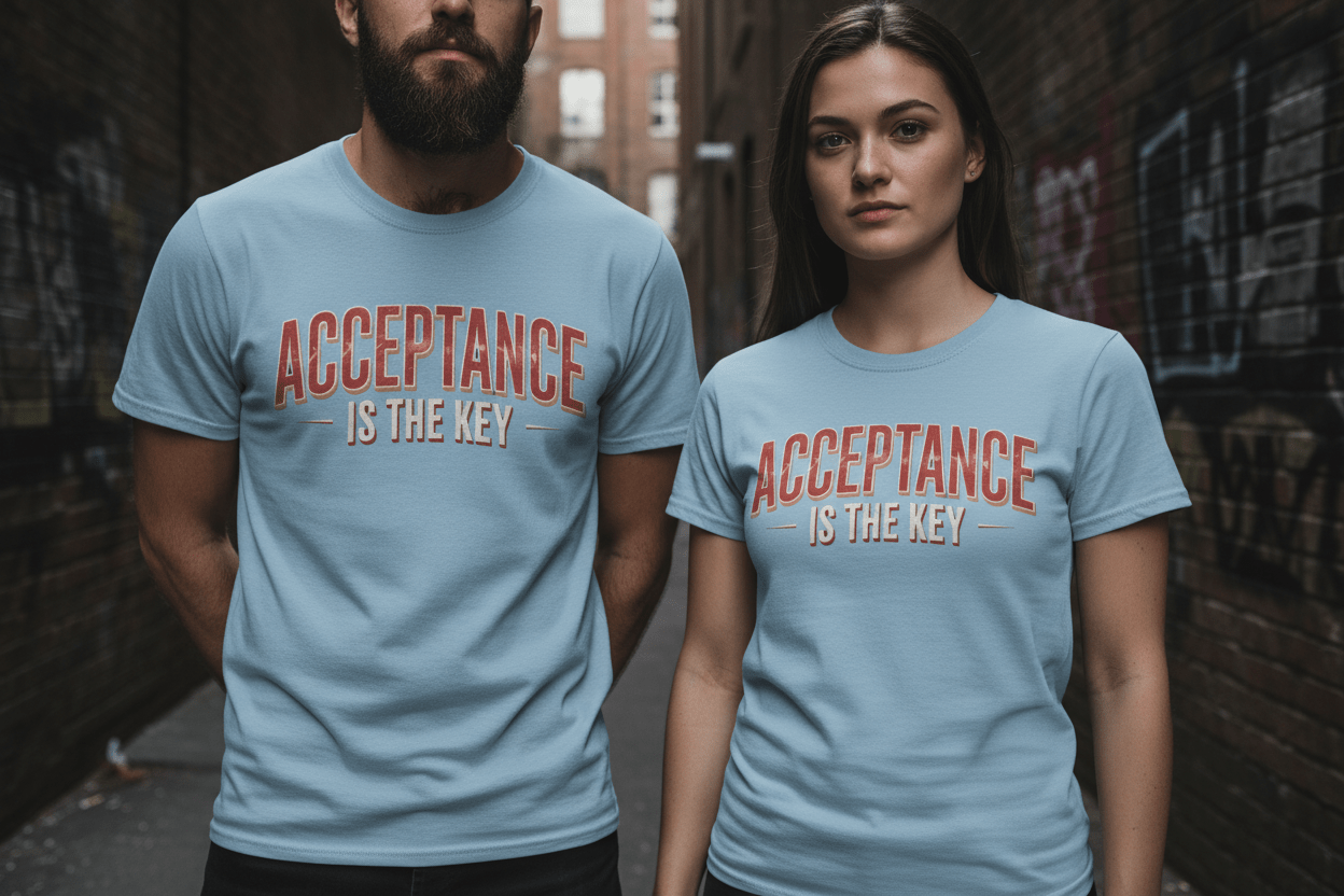 Acceptance is the Key Unisex Softstyle Recovery Addiction T-Shirt - NEXT CHAPTER APPAREL