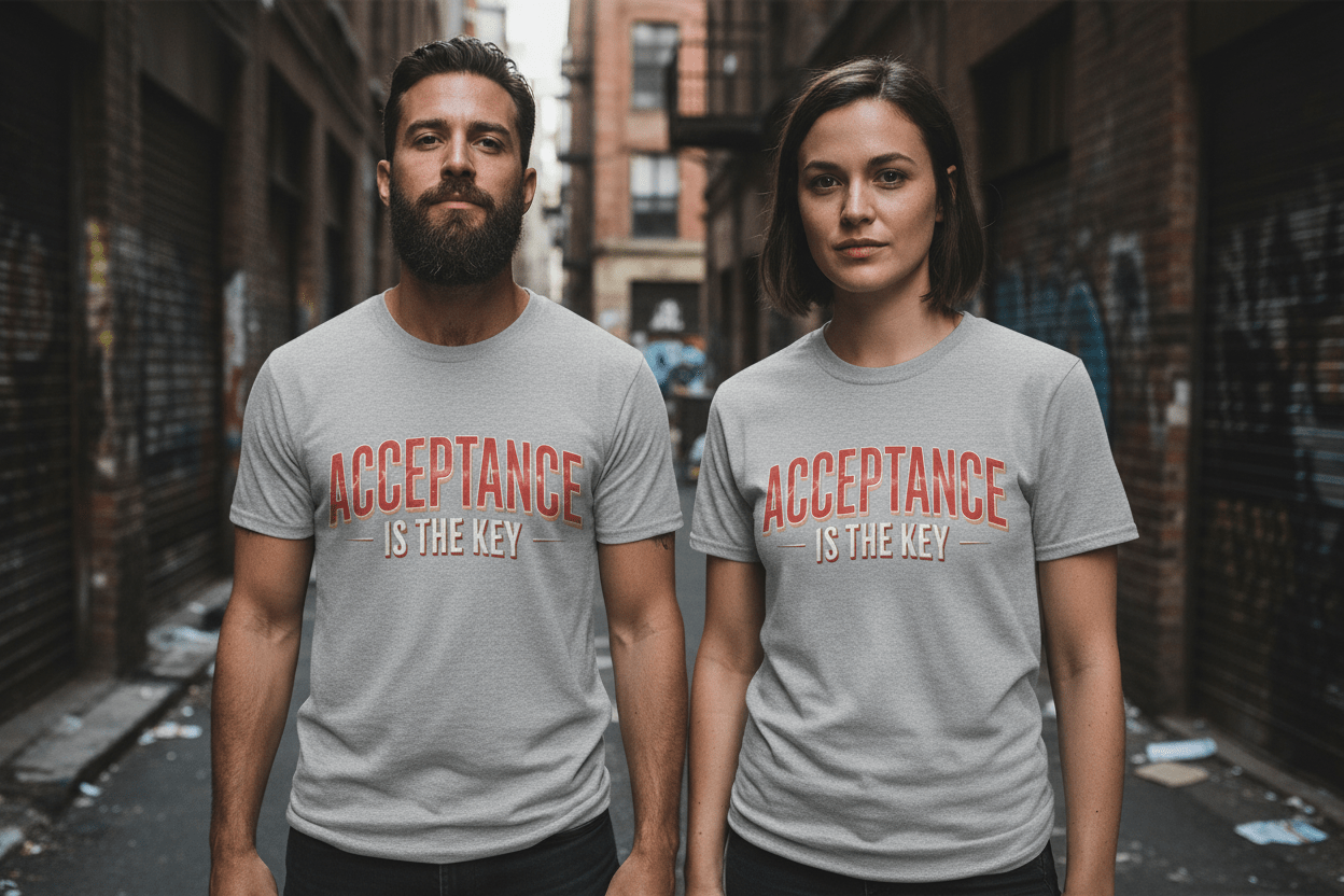 Acceptance is the Key Unisex Softstyle Recovery Addiction T-Shirt - NEXT CHAPTER APPAREL