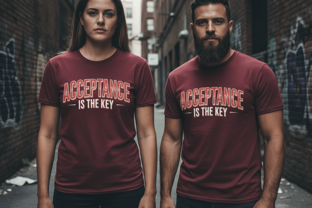 Acceptance is the Key Unisex Softstyle Recovery Addiction T-Shirt - NEXT CHAPTER APPAREL