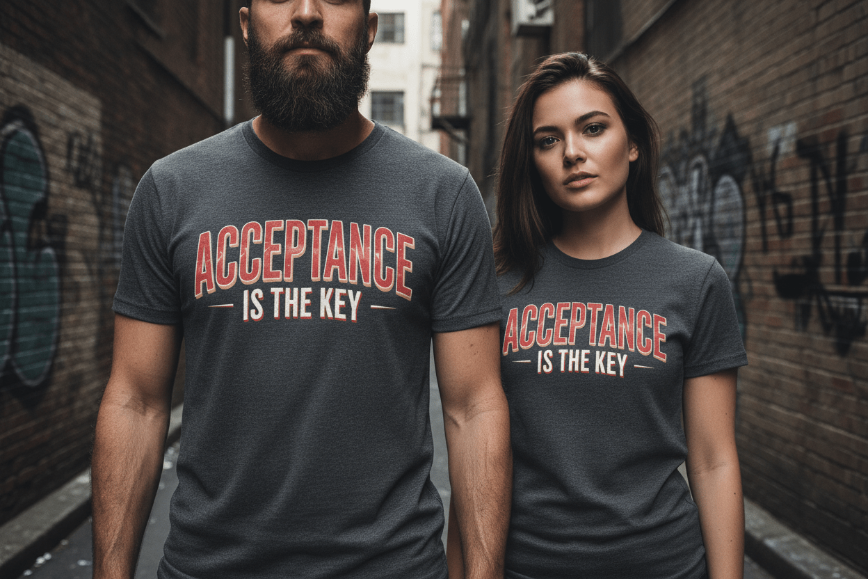 Acceptance is the Key Unisex Softstyle Recovery Addiction T-Shirt - NEXT CHAPTER APPAREL