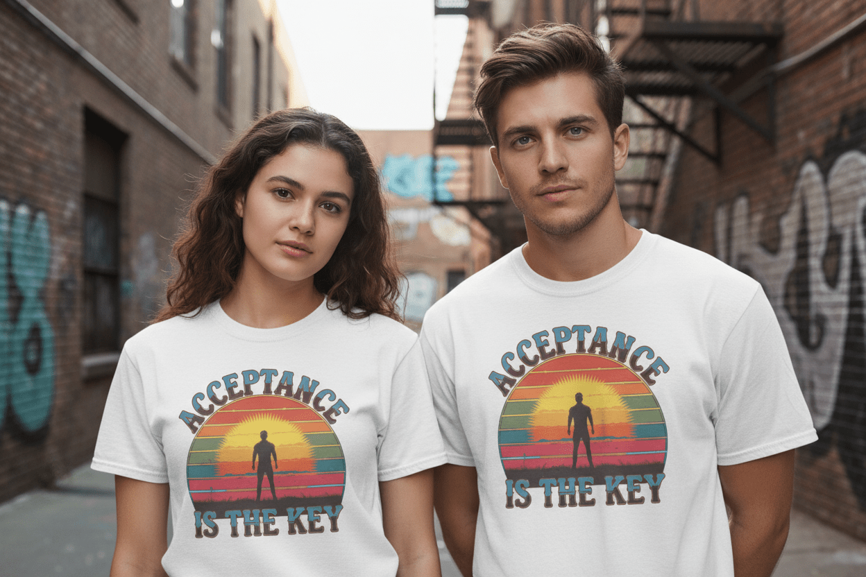 Acceptance Is The Key Unisex Softstyle T-Shirt Recovery addiction Apparel - NEXT CHAPTER APPAREL