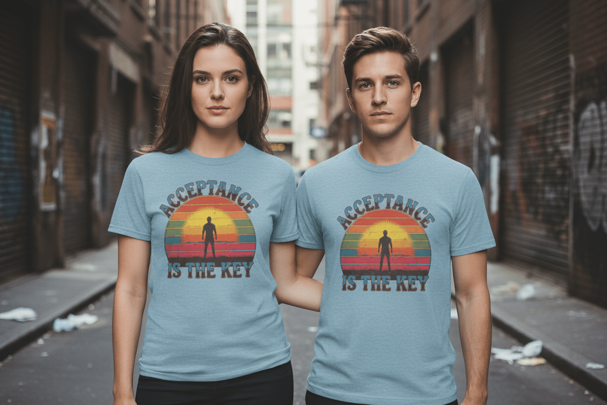 Acceptance Is The Key Unisex Softstyle T-Shirt Recovery addiction Apparel - NEXT CHAPTER APPAREL