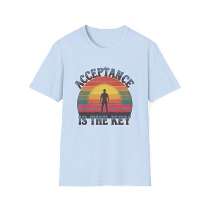 Acceptance Is The Key Unisex Softstyle T-Shirt Recovery addiction Apparel - NEXT CHAPTER APPAREL