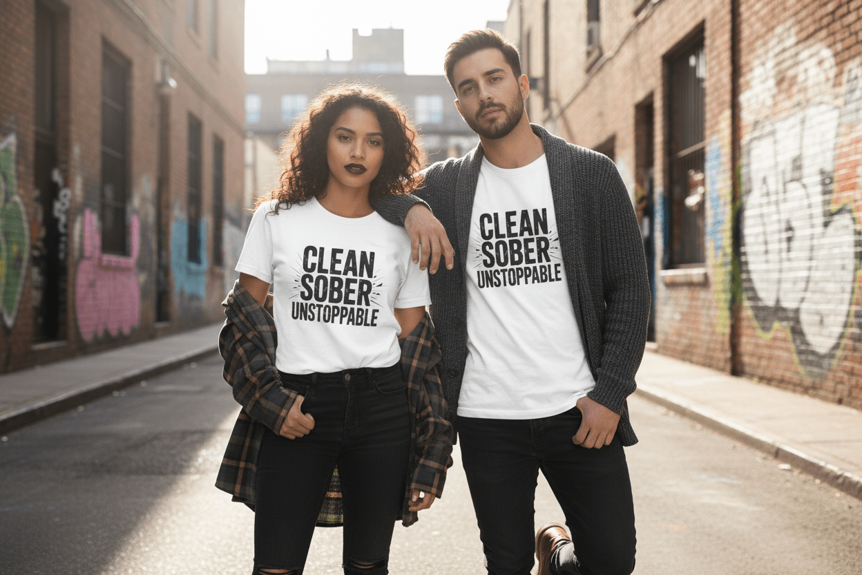 Clean sober unstoppable Unisex Softstyle T-Shirt - NEXT CHAPTER APPAREL