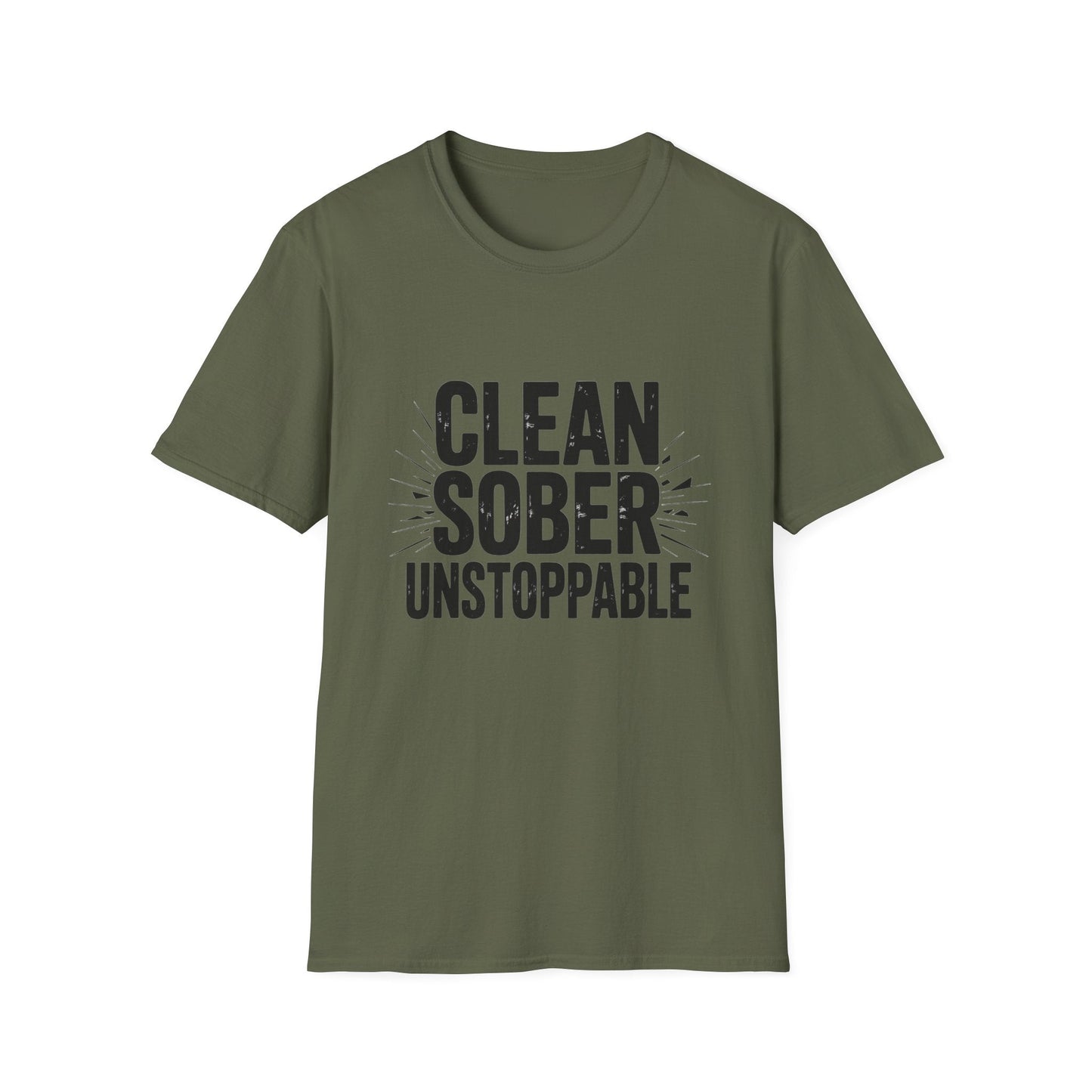 Clean sober unstoppable Unisex Softstyle T-Shirt - NEXT CHAPTER APPAREL
