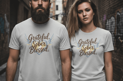 Grateful Sober Blessed Recovery Addiction T Shirt - NEXT CHAPTER APPAREL