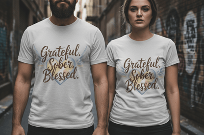Grateful Sober Blessed Recovery Addiction T Shirt - NEXT CHAPTER APPAREL