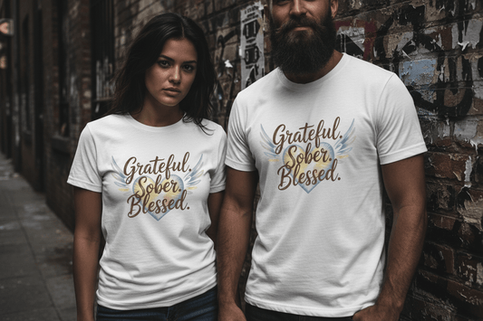 Grateful Sober Blessed Recovery Addiction T Shirt - NEXT CHAPTER APPAREL