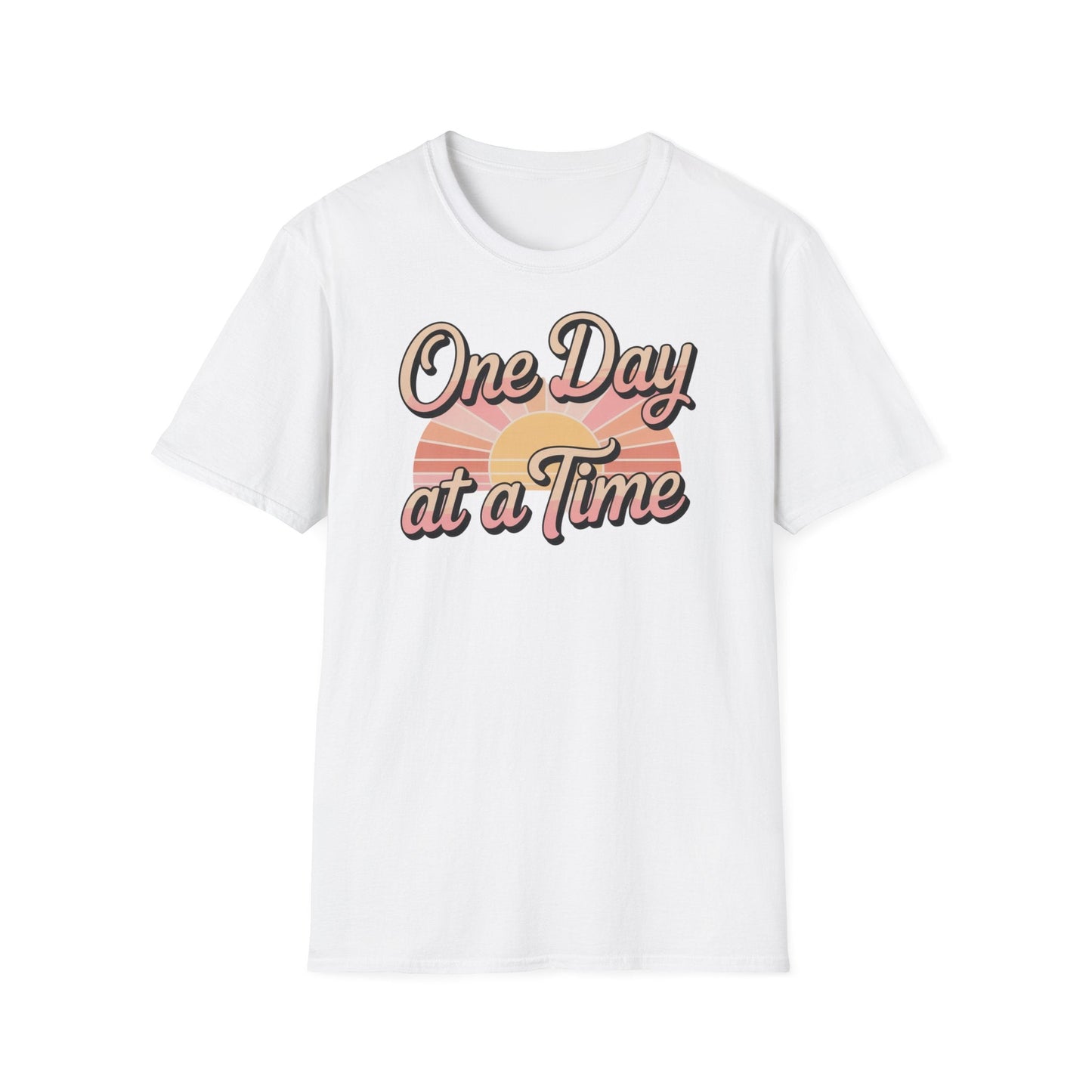 One day at a time Unisex Softstyle Recovery addiction T shirt - NEXT CHAPTER APPAREL