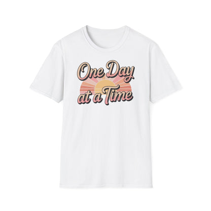 One day at a time Unisex Softstyle Recovery addiction T shirt - NEXT CHAPTER APPAREL