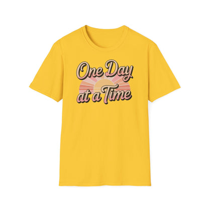 One day at a time Unisex Softstyle Recovery addiction T shirt - NEXT CHAPTER APPAREL