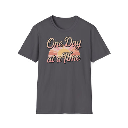 One day at a time Unisex Softstyle Recovery addiction T shirt - NEXT CHAPTER APPAREL
