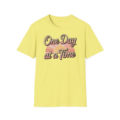 One day at a time Unisex Softstyle Recovery addiction T shirt - NEXT CHAPTER APPAREL