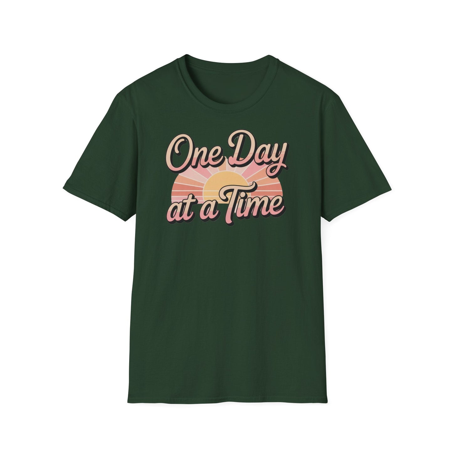 One day at a time Unisex Softstyle Recovery addiction T shirt - NEXT CHAPTER APPAREL