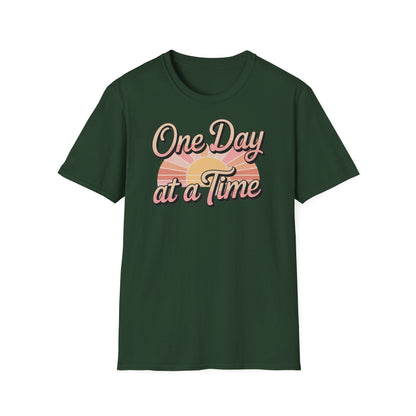 One day at a time Unisex Softstyle Recovery addiction T shirt - NEXT CHAPTER APPAREL