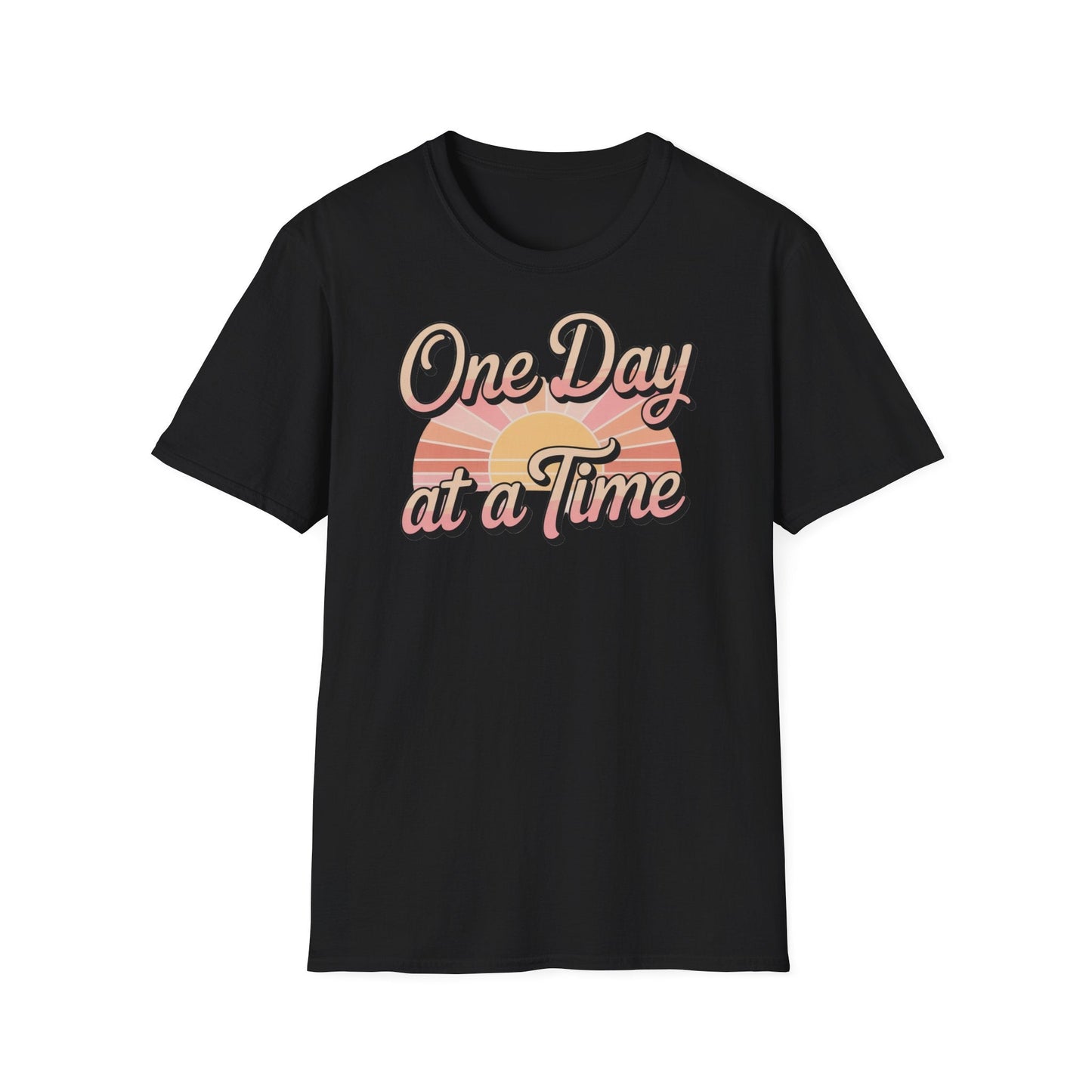 One day at a time Unisex Softstyle Recovery addiction T shirt - NEXT CHAPTER APPAREL