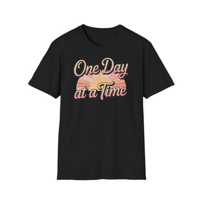 One day at a time Unisex Softstyle Recovery addiction T shirt - NEXT CHAPTER APPAREL
