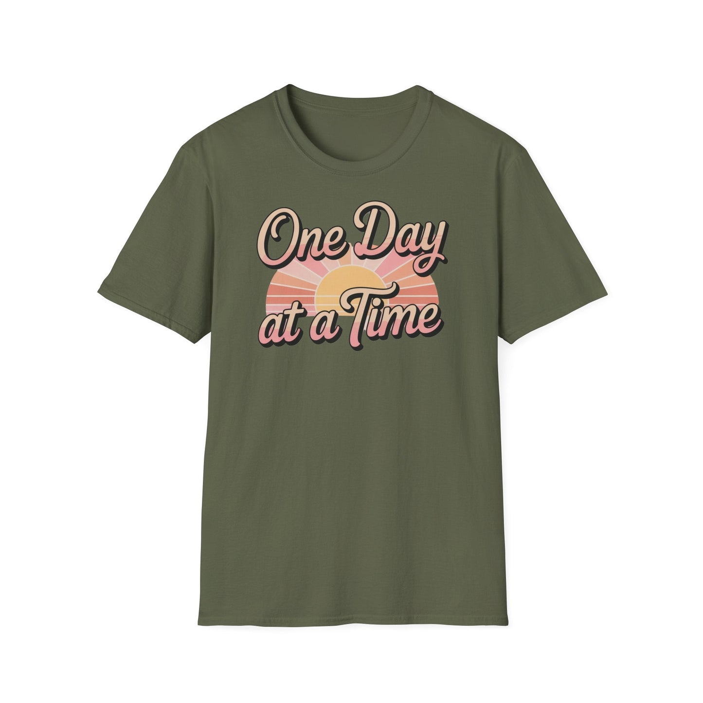 One day at a time Unisex Softstyle Recovery addiction T shirt - NEXT CHAPTER APPAREL