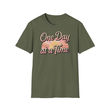 One day at a time Unisex Softstyle Recovery addiction T shirt - NEXT CHAPTER APPAREL