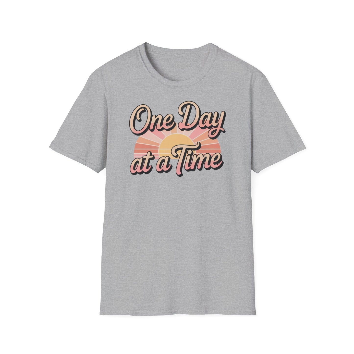 One day at a time Unisex Softstyle Recovery addiction T shirt - NEXT CHAPTER APPAREL