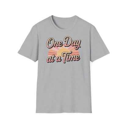 One day at a time Unisex Softstyle Recovery addiction T shirt - NEXT CHAPTER APPAREL