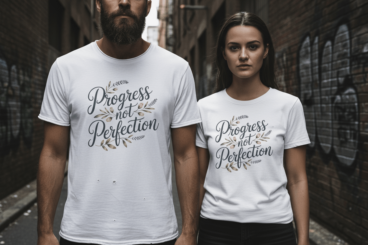 Progress not Perfection- Recovery Addiction T Shirt - NEXT CHAPTER APPAREL
