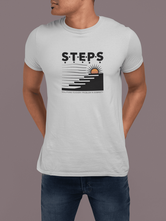 STEPS- unisex soft style recovery addiction t shirt - NEXT CHAPTER APPAREL