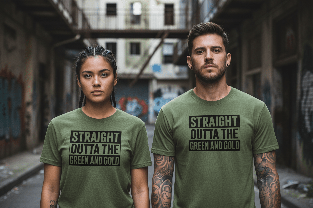 Straight outta the green and gold Unisex Softstyle T-Shirt - NEXT CHAPTER APPAREL
