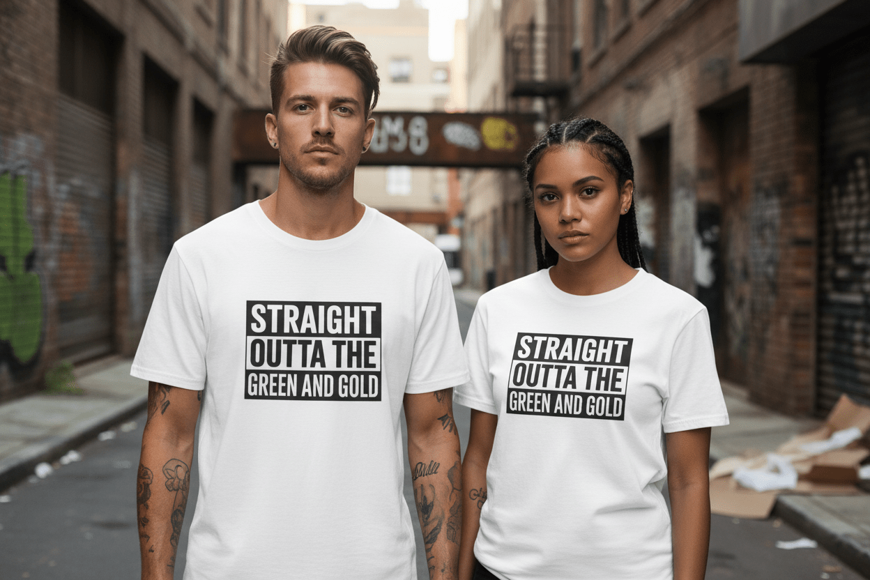 Straight outta the green and gold Unisex Softstyle T-Shirt - NEXT CHAPTER APPAREL