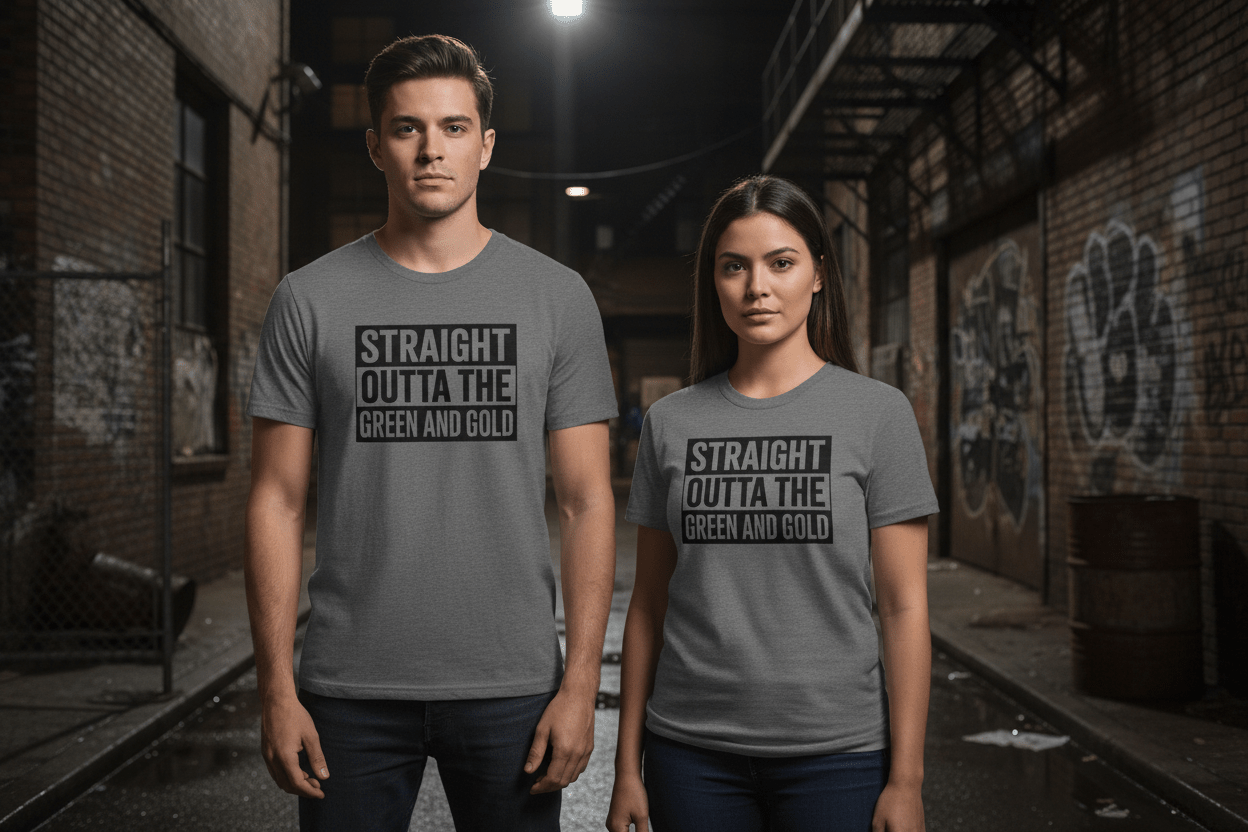 Straight outta the green and gold Unisex Softstyle T-Shirt - NEXT CHAPTER APPAREL