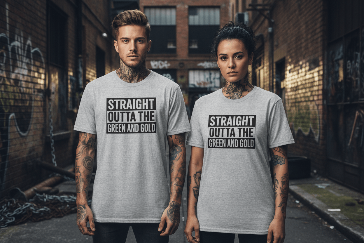 Straight outta the green and gold Unisex Softstyle T-Shirt - NEXT CHAPTER APPAREL