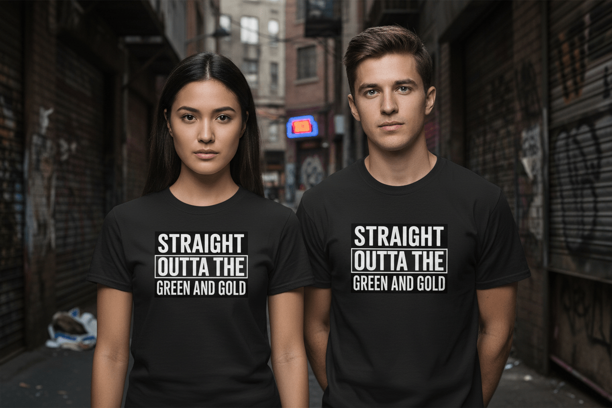 Straight outta the green and gold Unisex Softstyle T-Shirt - NEXT CHAPTER APPAREL