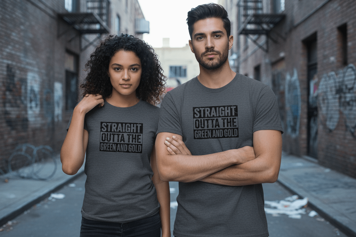 Straight outta the green and gold Unisex Softstyle T-Shirt - NEXT CHAPTER APPAREL